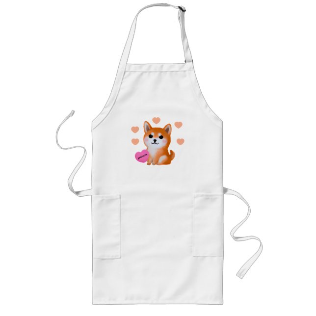 Tablier Long Cute Shiba Inu Hearts | For Dog Lover (Devant)