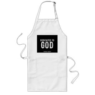 TABLIER LONG DÉDIÉ À DIEU COOL PERSONNALISABLE TEXTE BLANC
