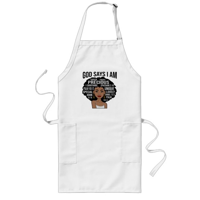 Tablier Long Dieu dit que je suis Black Christian Femmes Melani (Devant)