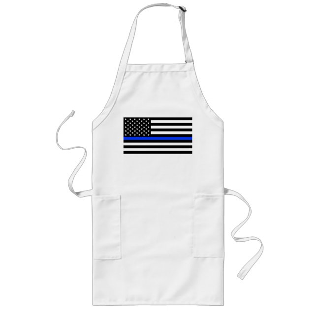 Tablier Long Drapeau de la police Thin Blue Line (Devant)