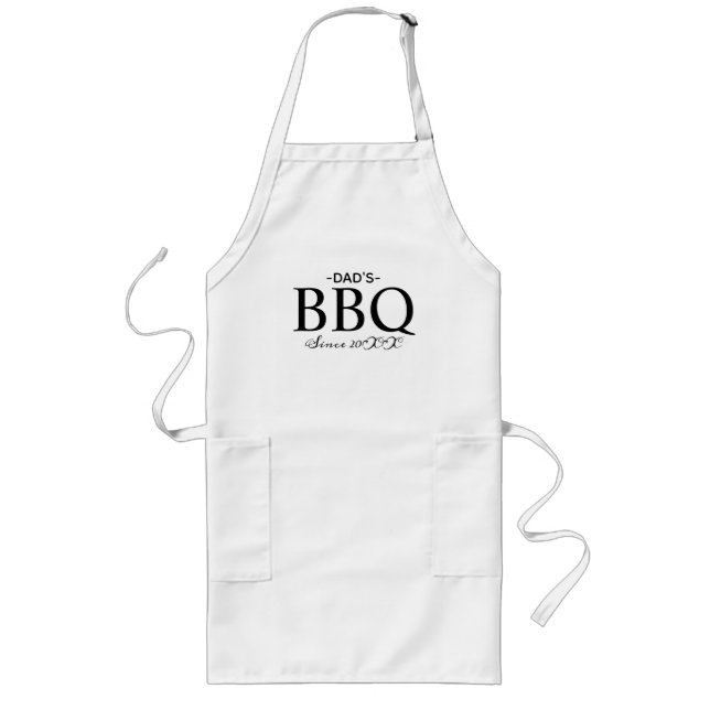 Tablier Long Drôle Black Papa's BBQ Typographie Hommes (Devant)