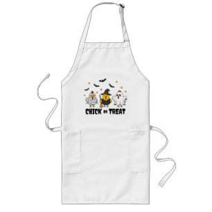 Tablier Long Drôle "Chick or Treat" Halloween de poulet