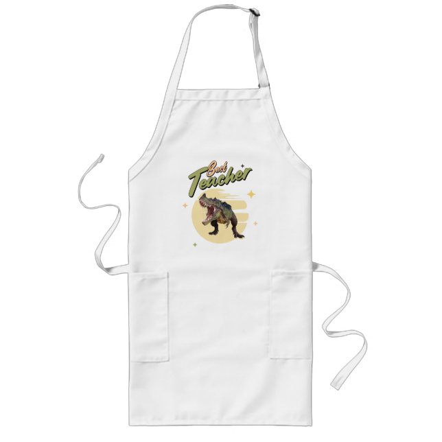 Tablier Long Drôle de dinosaure Dino Meilleur Enseignant (Devant)