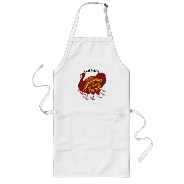 Tablier Long Drôle Gobble Gobble Turquie Thanksgiving Chef (Devant)