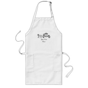 Tablier Long Élégant cheval tiré Mariage Wagon Monogramme