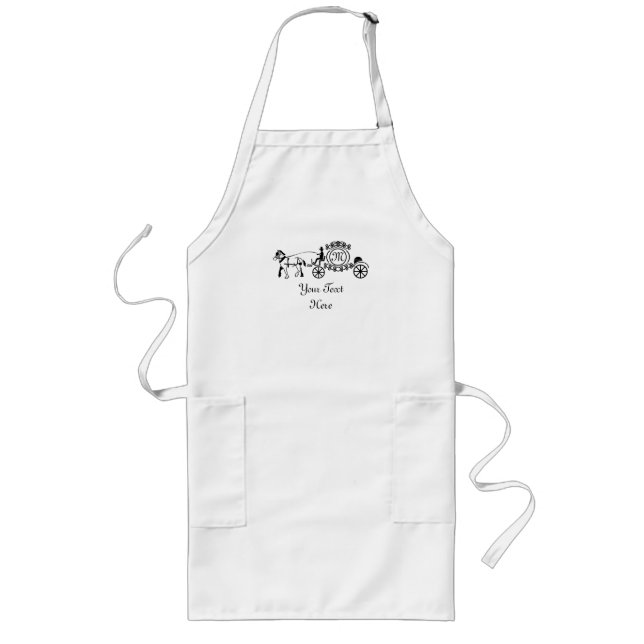 Tablier Long Élégant cheval tiré Mariage Wagon Monogramme (Devant)