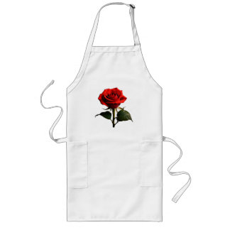 Tablier Long Élégante Fleur Rouge L'Apron Floral Ultime