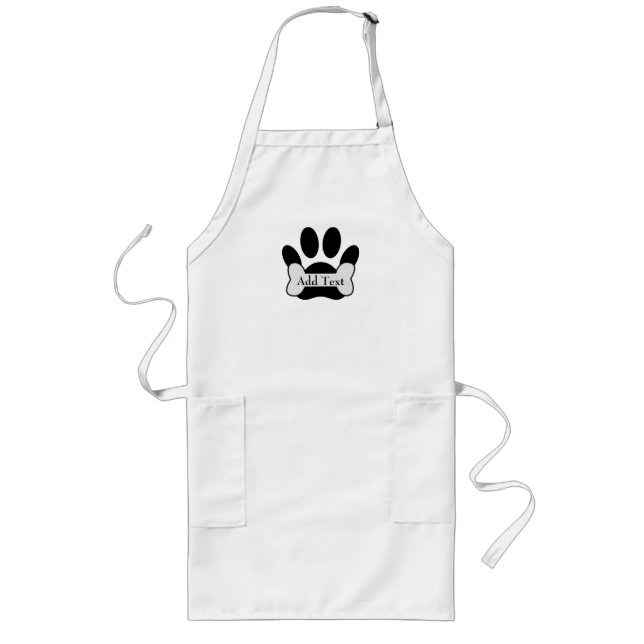 Tablier Long Empreinte de patte De Chien Et Texte Personnalisé  (Devant)