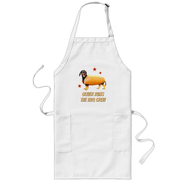 Tablier Long Équipage de BBQ de teckel personnalisé Drôle de ch (Devant)