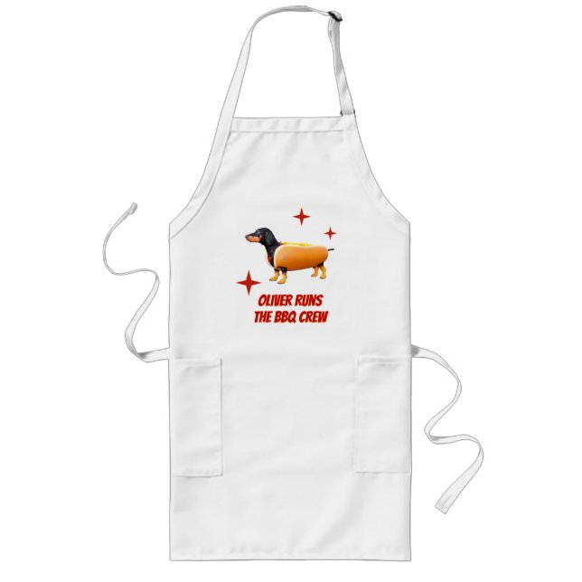 Tablier Long Équipage de BBQ de teckel personnalisé Drôle de ch (Devant)