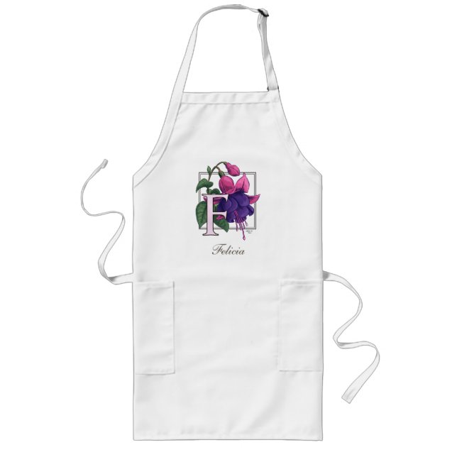 Tablier Long F pour le monogramme fuchsia de fleur (Devant)