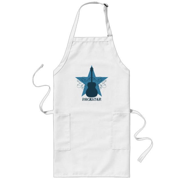 Tablier Long Fancy Guitare Star Fils Apron, Royal Blue (Devant)