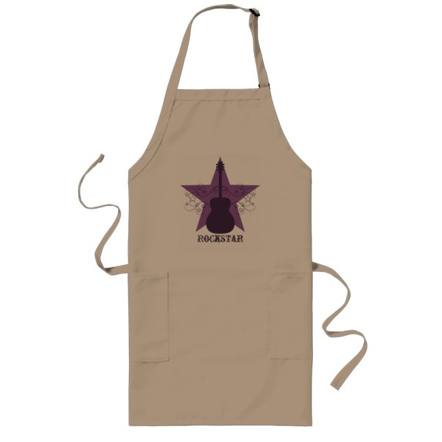 Tablier Long Fancy Guitare Star Fils Apron, Violet (Devant)