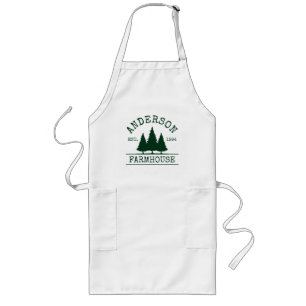 Tablier Long Farmhouse Nom de famille Forest Green