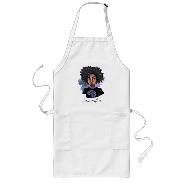 Tablier Long Femme afro-américaine pétillante (Devant)