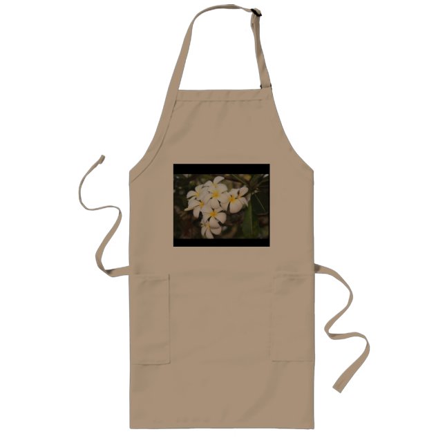 Tablier Long Fleurs blanches, Plumeria, sur Apron (Devant)