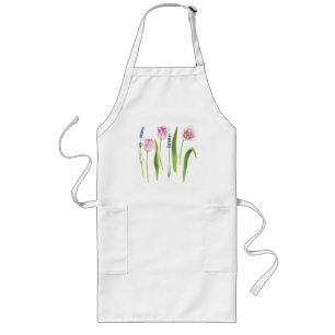 Tablier Long Fleurs de lavande de tulipes roses florales Vaca