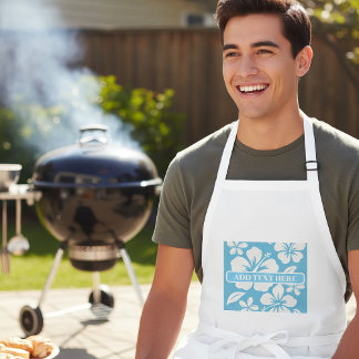 Tablier Long Fleurs de plage bleu tropical