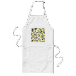 Tablier Long Fleurs jaunes et grises. Modèle floral