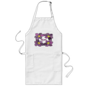 Tablier Long Fleurs violettes Fête des mères Apron