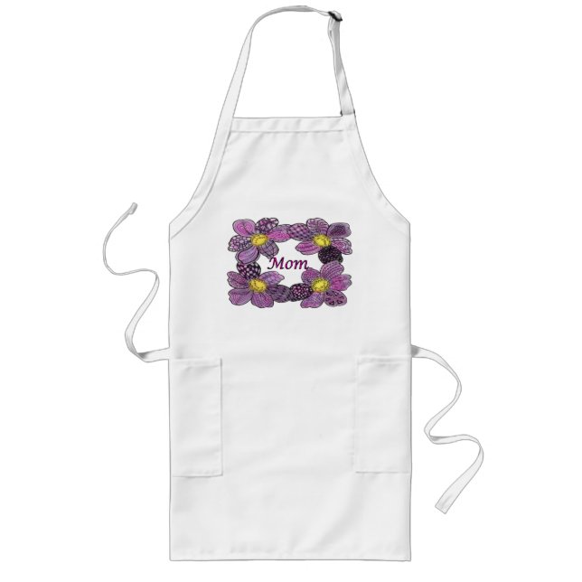 Tablier Long Fleurs violettes Fête des mères Apron (Devant)