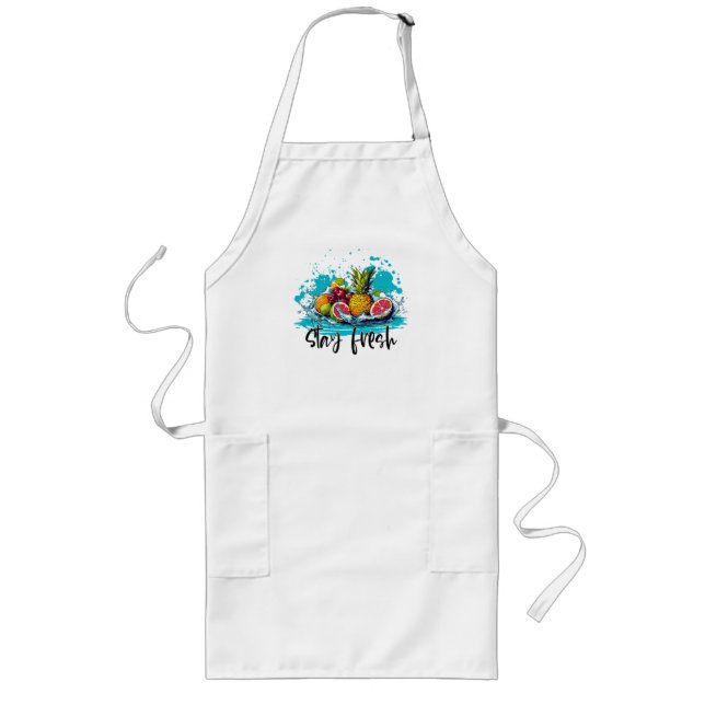 Tablier Long Fraîcheur - Été - Aquarelle Fruits tropicaux (Devant)