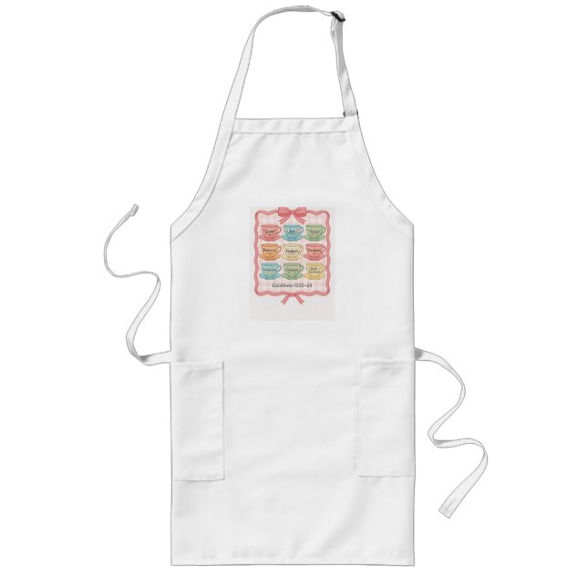Tablier Long Fruits de l'Esprit tasses à thé rose Apron (Devant)
