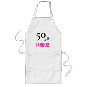 Tablier Long Fun Retro Chic Hot Pink 50 et FABULOUS! Anniversai