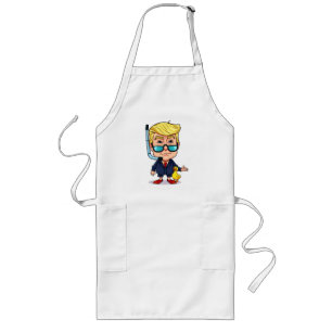 Tablier Long Funny Donald Trump Snorkel Cartoon with Rubber Duc