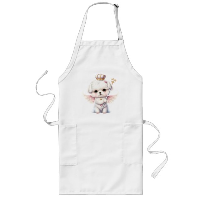 Tablier Long Furry Joy : Angel Wing Maltese Chig Puppy Cadeau (Devant)