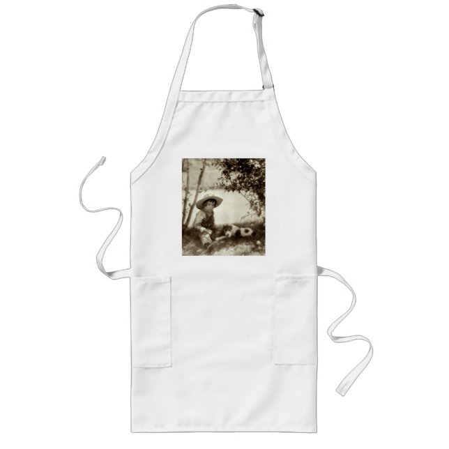 Tablier Long Garçon vintage Avec Chien Au Repos Apron (Devant)