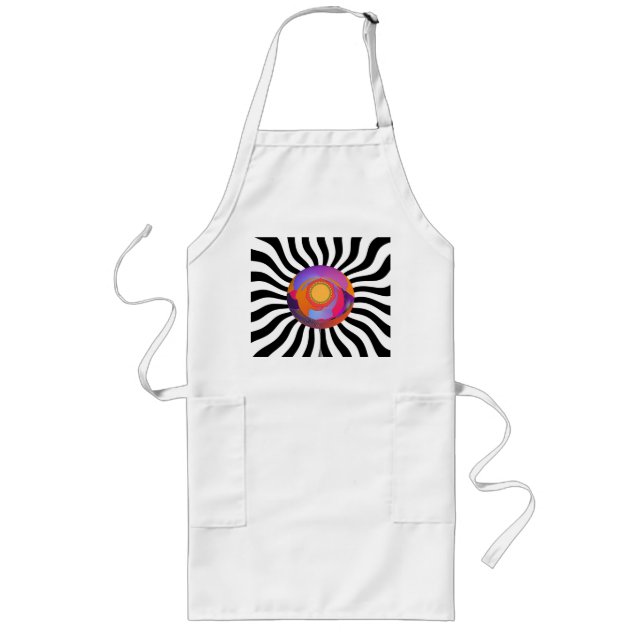 Tablier Long Geo Center Black White Wavy White  (Devant)