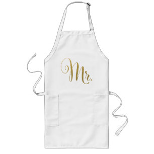 Tablier Long Gold His n Hers Mr & Mrs Matching Aprons
