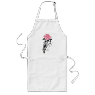 Tablier Long Goth Squelette Main Avec Rose Rose Rose Décès à