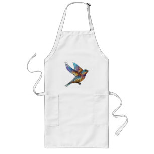 Tablier Long "Graceful Aviator" Oiseau à molette multicolore