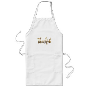 Tablier Long Grâces Elegant Faux Gold Script Thanksgiving