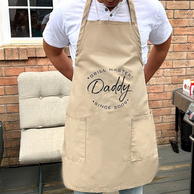 Tablier Long Grill Master papa année personnalisée Personnalisé (Actual product ordered of Grill Master Daddy Apron, personalized with year for Father's Day gift..)