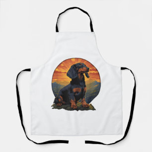 Tablier Long Haired Dachshund amoureux de animal retro vin