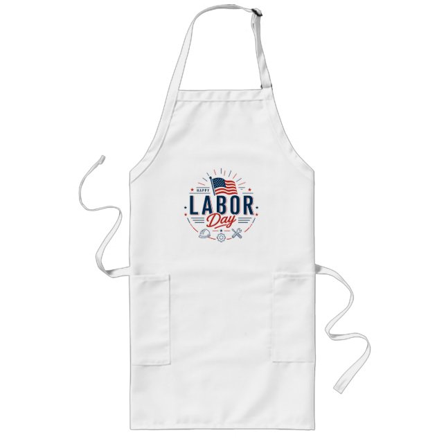 Tablier Long Happy Labor Day / Día del Trabajo Clásico (Devant)
