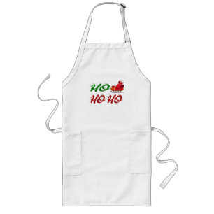 Tablier Long Ho Ho Ho Père Noël Sleigh Noël rouge vert