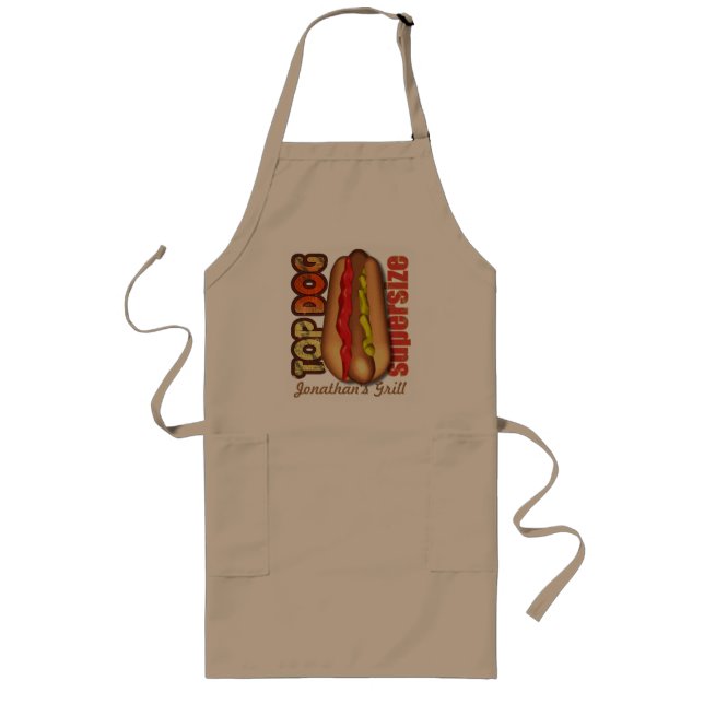 Tablier Long Hot dog drôle de griffe supérieure (Devant)
