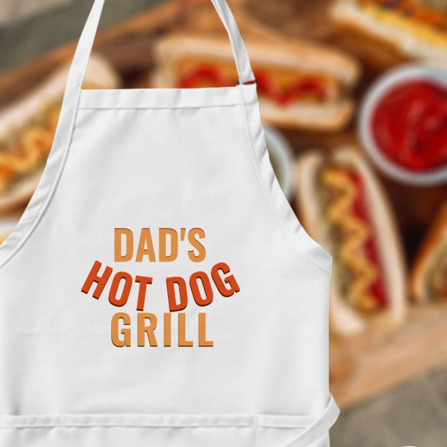 Tablier Long Hot Dog Grill Jardin d'été papa's BBQ Mens Apron (Dad's grilling Hot Dogs and here is his apron. Perfect gift for your dad)