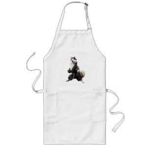 Tablier Long Husky Dog connaît Karate, Husky Dog Karate Player
