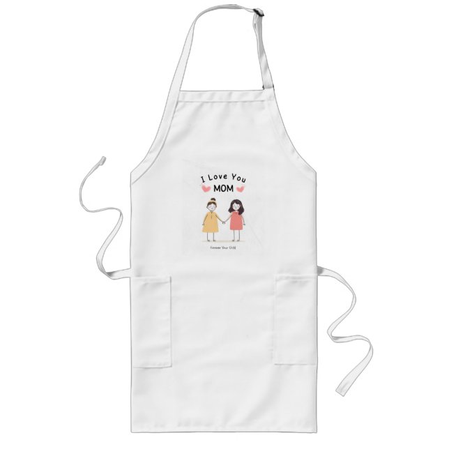 Tablier Long I Love You Mom T-Shirt.Cute Mother's Day Gift (Devant)