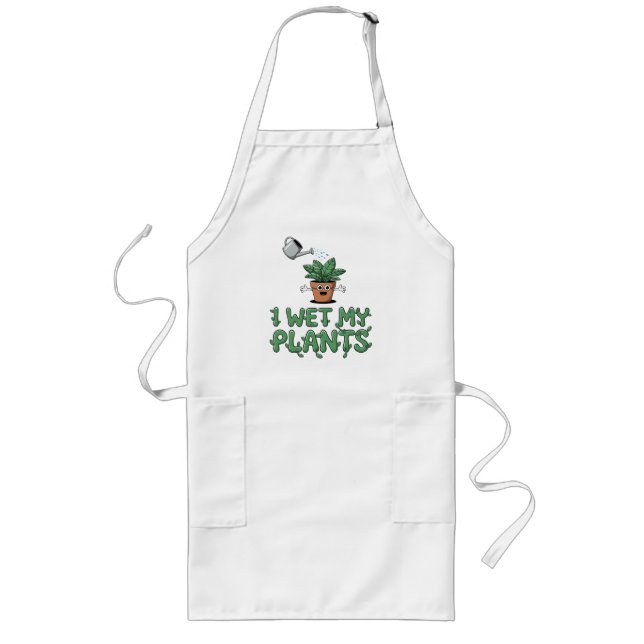 Tablier Long I Wet My Plantes - Drôle Jardinage Design (Devant)