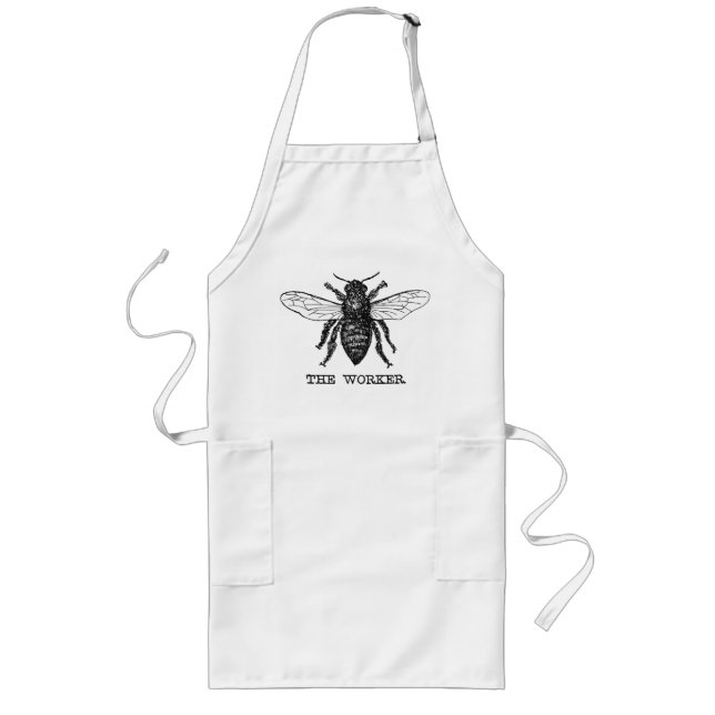 Tablier Long Illustration d'abeille ouvrière vintage (Devant)