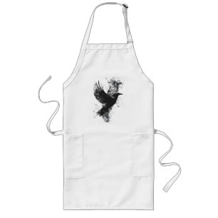 Tablier Long Illustration de corbeau gothique : fumée et plumes