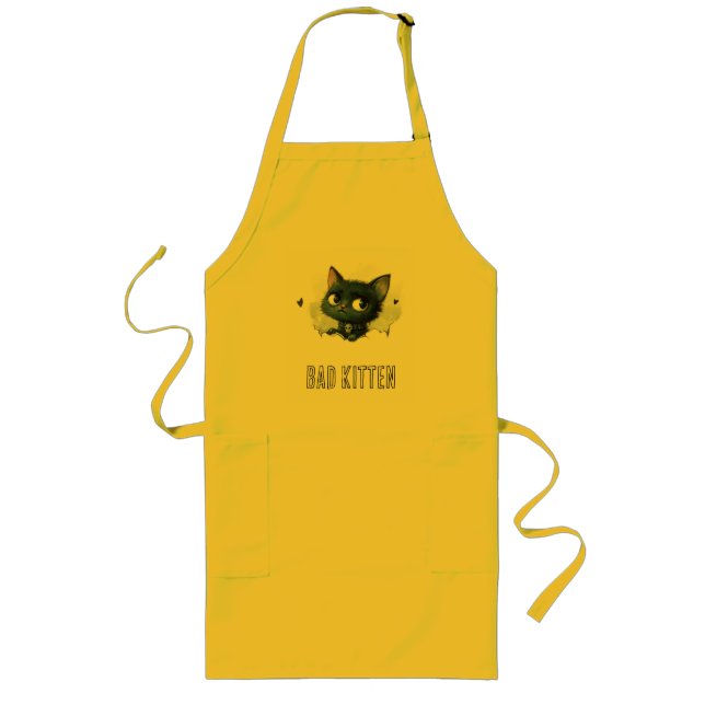 Tablier Long Illustration Edgy Kitten - Texte "Bad Kitten" (Devant)