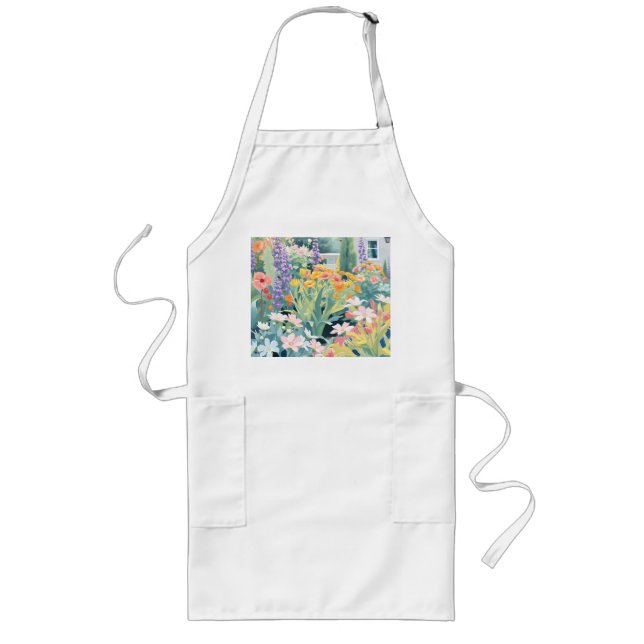 Tablier Long Impression du jardin Pastel (Devant)