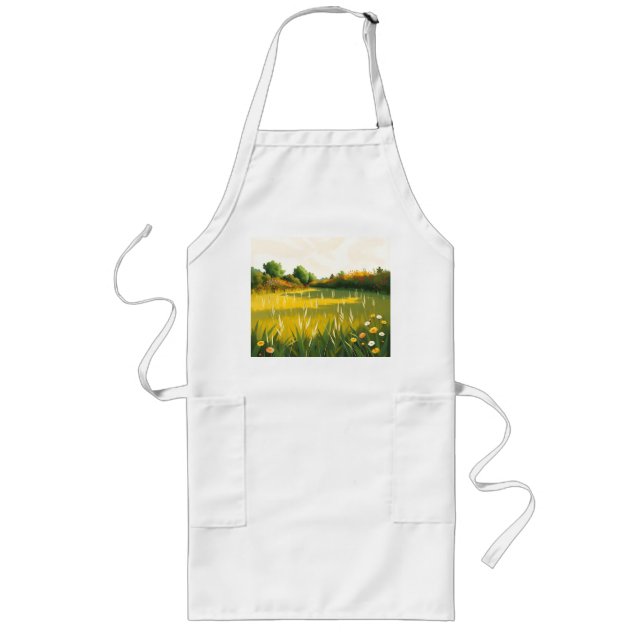 Tablier Long Impressionniste prairie calme (Devant)